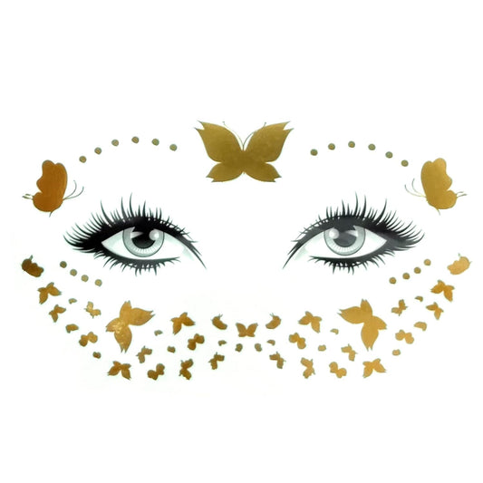 S.A.V.I Golden Face Temporary Tattoos - Achieve a Beautiful Freckled Look with Effortless Application, Realistic Appearance, Durable and Simple to Remove, Featuring a Variety of Butterfly Sizes
