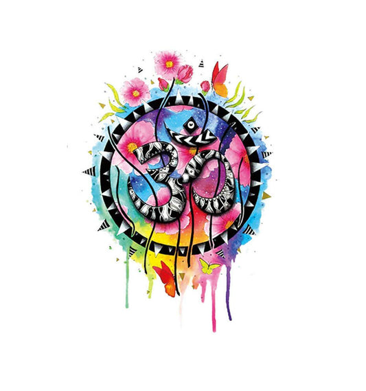 S.A.V.I 3D Temporary Tattoo Colorful Yoga Holy Symbol Om Design Size 21x15CM - 1PC