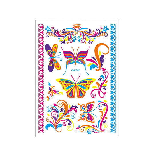 S.A.V.I Neon Temporary Tattoos, UV Color Tattoos For Men Women, Body Face Art, Plant Armband, Fluorescent Butterfly Tattoo, Flash Fake Waterproof Tattoo Stickers, Size- 21x15CM
