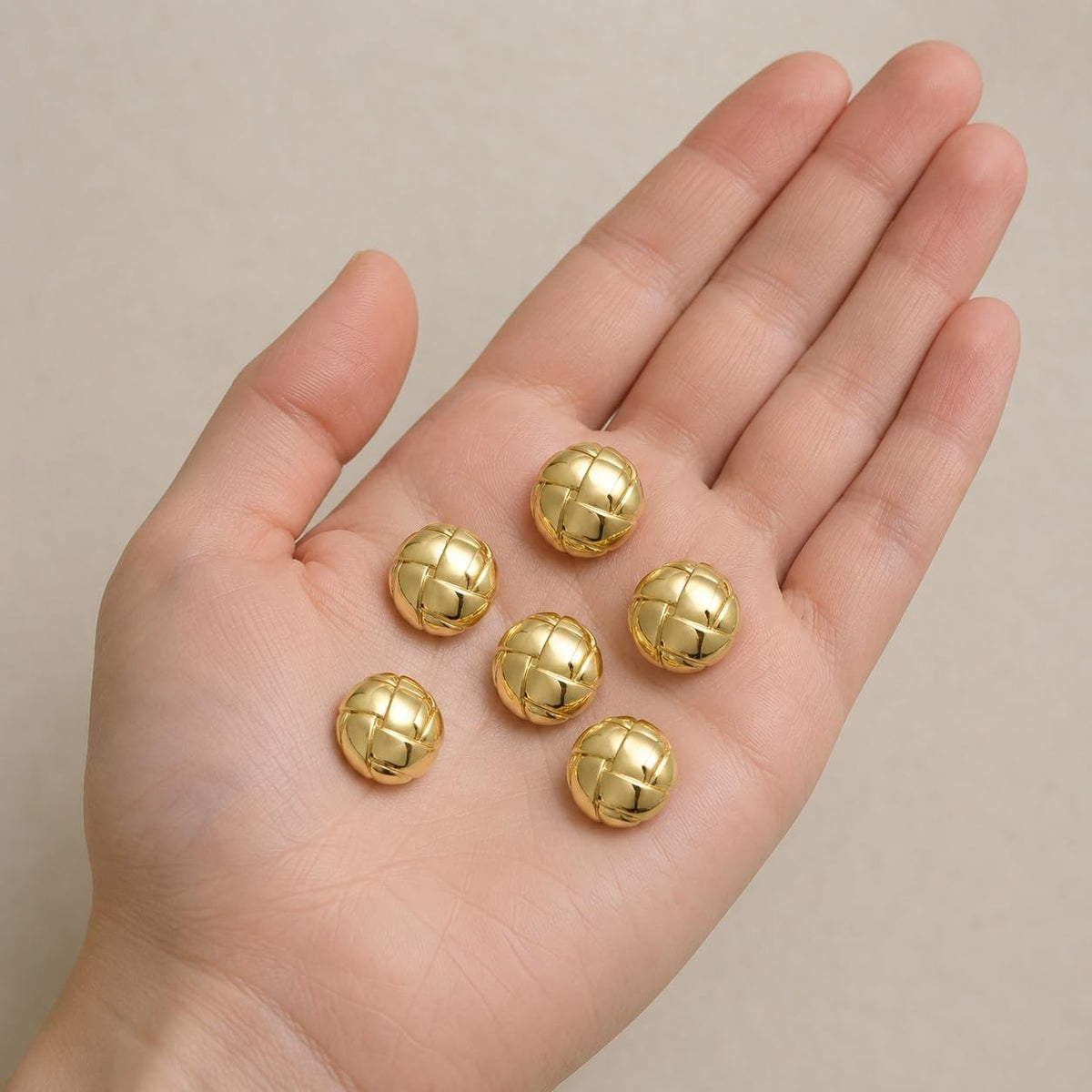 S.A.V.I Golden Buttons for Blazer 15mm, Set of 6 | Woven Knot Shank, Polished Metal Finish, Sewing Replacement, For Jackets & Coats, Craft Accessories
