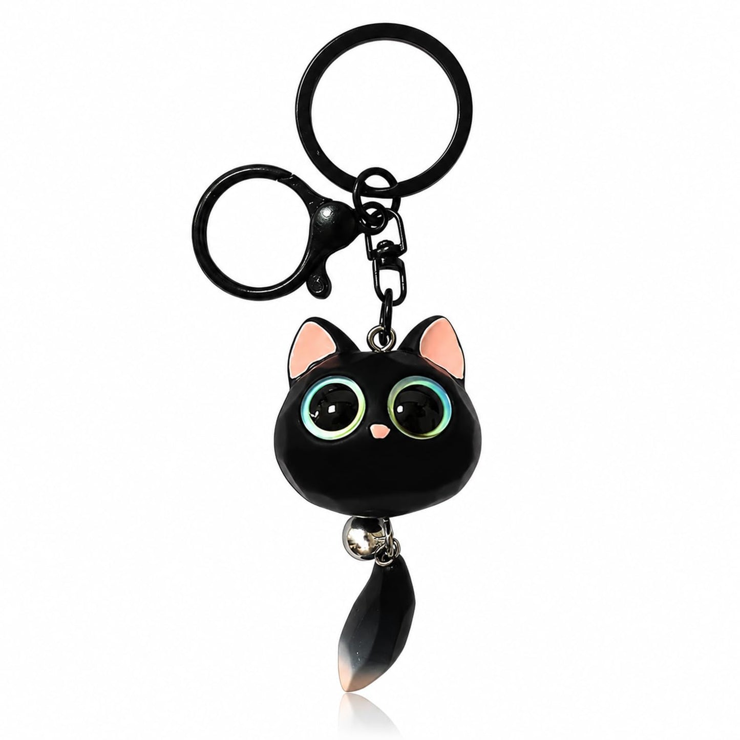 S.A.V.I Resin Cat Keychain Black Bag Charm Key Ring, Durable Resin Charm for Handbags, Backpacks & Purses, Eye-Catching Pendant, Ideal Gift for Women & Girls, 7 x 3.3 cm