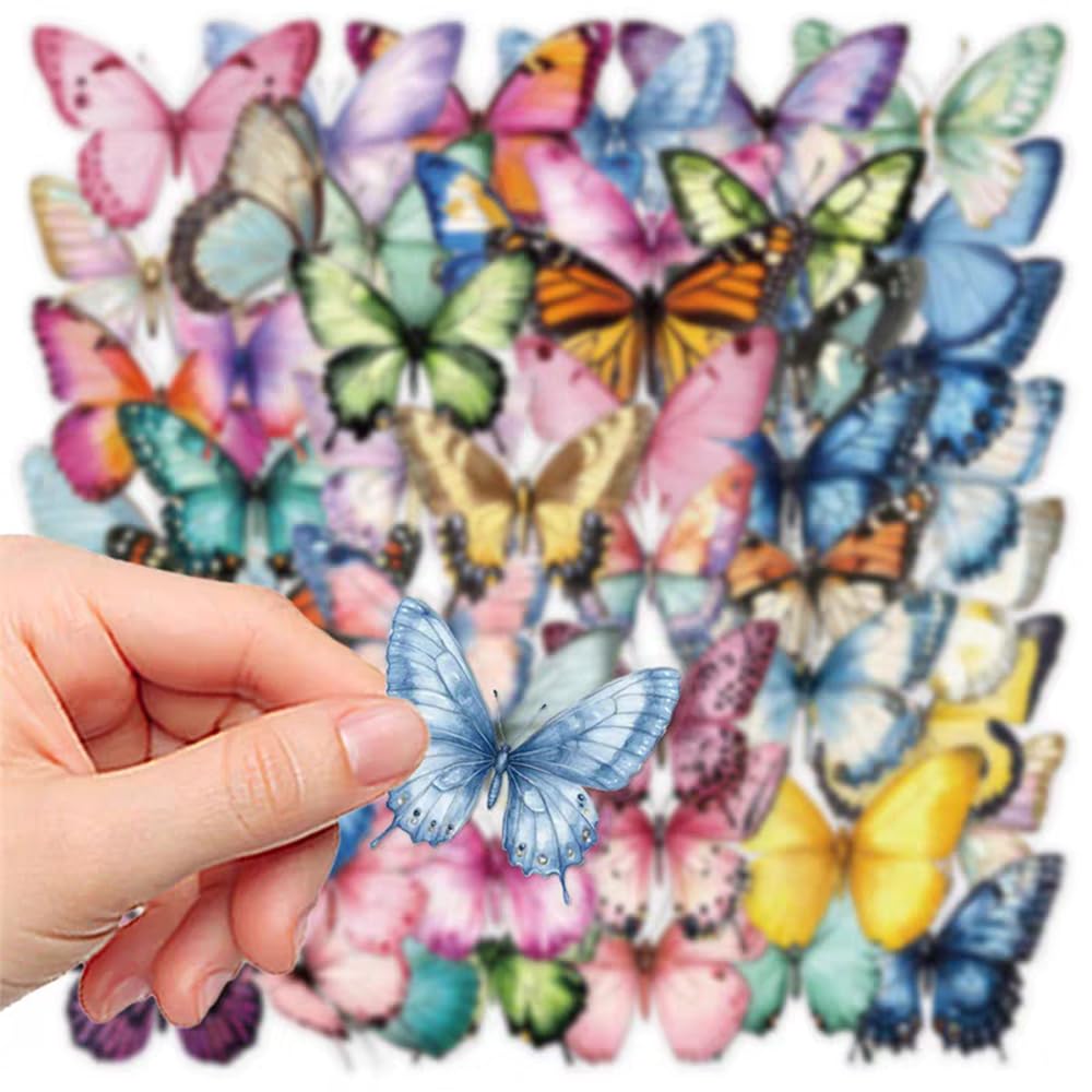 S.A.V.I 50 Pcs Butterfly Stickers Pack | Waterproof Vinyl Decals