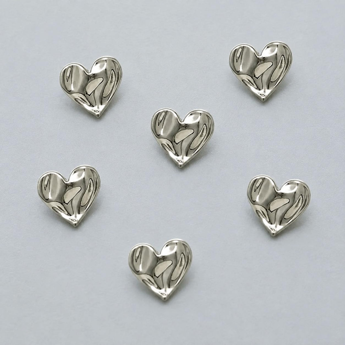 S.A.V.I Silver Heart Sewing Buttons Shank Style 11mm, Set of 6 | Polished Finish, For Blouses & Jackets, DIY Craft & Tailoring, Garment Embellishment, Vests & Shirts