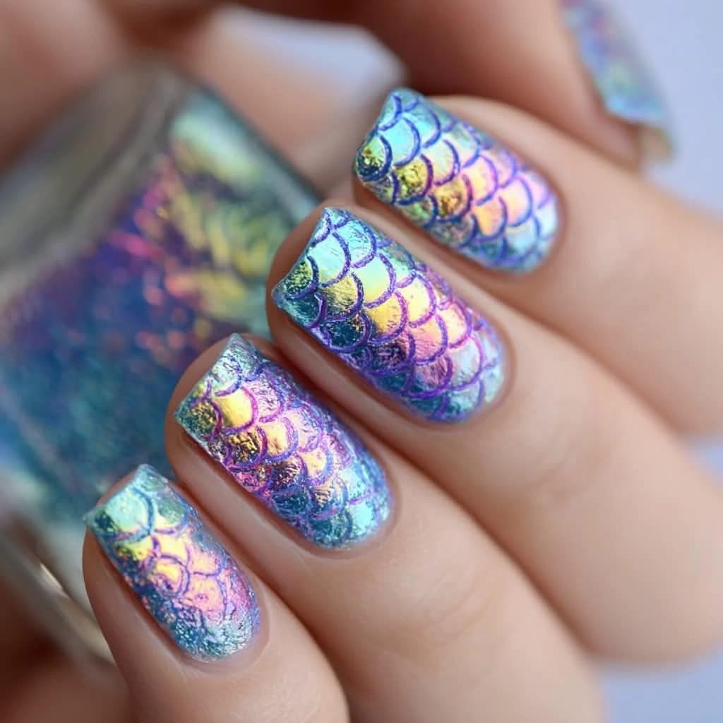 S.A.V.I 3D Mermaid False Nails 140 Pcs Clear Square Soft Gel | 12 Sizes, Natural Fit, Easy Application, Medium Length, Nail Art & Salon DIY