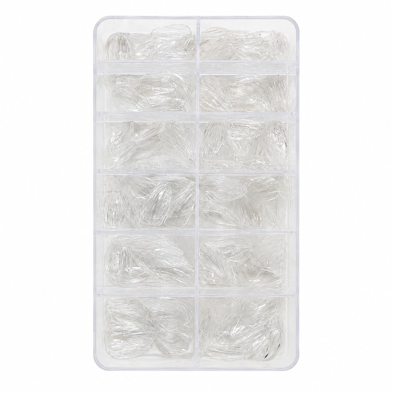 S.A.V.I Clear 3D Mermaid Shell Short Almond False Nails 140 Pcs | 12 Sizes Included, Flexible ABS Material, Natural Fit, Reusable DIY Manicure, Salon Finish
