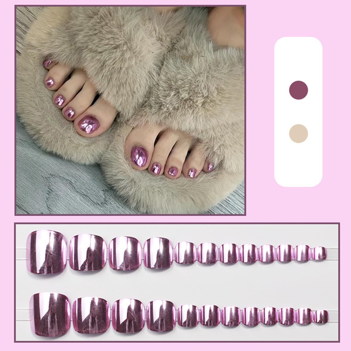 S.A.V.I Reusable Press On Nails for Women | Nude Pink with Gold Floral & Glitter Art | Medium Length Round Shape | ABS Material | 24 Pcs Kit with Nail Glue & Adhesive Tabs