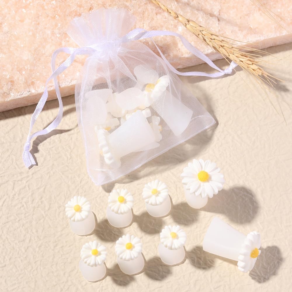 S.A.V.I Silicone Toe Separators Daisy Design Set of 8 | Reusable & Washable, Salon & Home Use, Nail Art & Pedicure, Soft & Flexible, Women & Girls