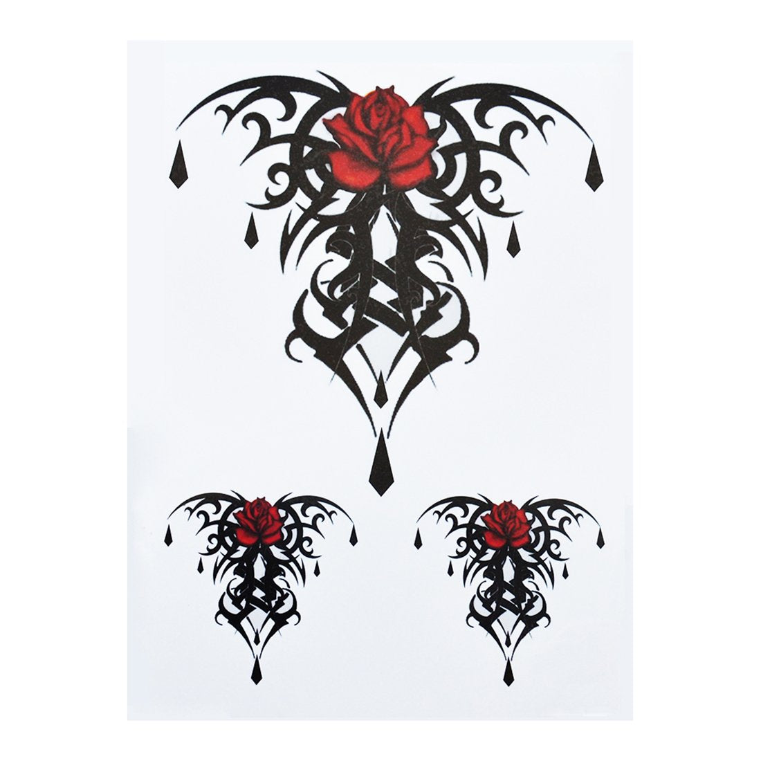 S.A.V.I 3D Temporary Tattoo Waterproof Sticker Beautiful Black Big Rose Tribal Totem Popular New Designs Size - 21x15cm (861)
