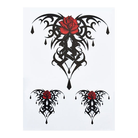 S.A.V.I 3D Temporary Tattoo Waterproof Sticker Beautiful Black Big Rose Tribal Totem Popular New Designs Size - 21x15cm (861)