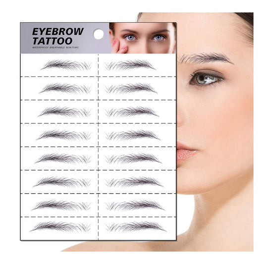 S.A.V.I 8 Pairs 6D Natural Look Eyebrow Styling Long Lasting Up to 7 Days Waterproof Temporary Tattoo Stickers - 1 Sheet