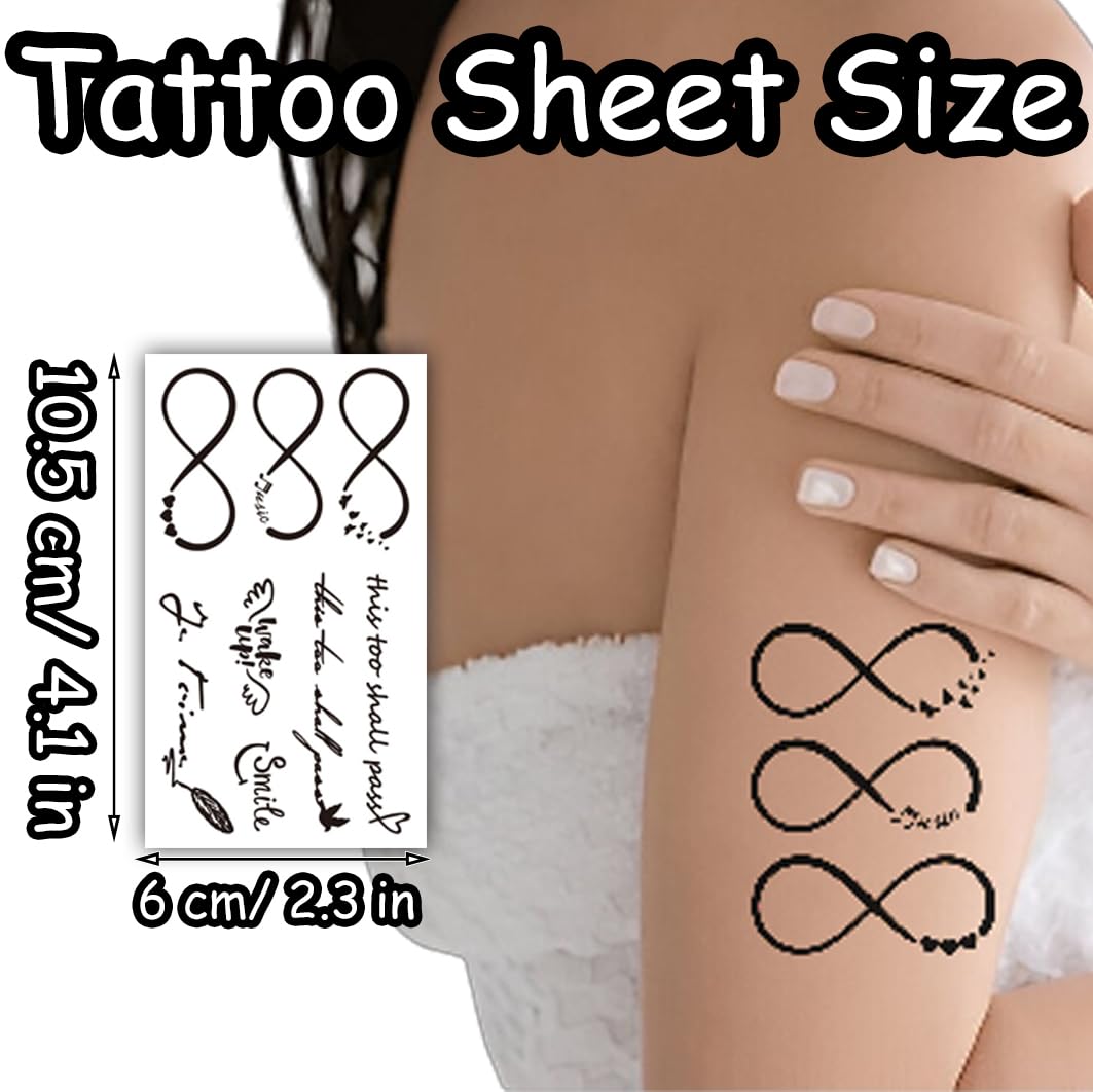 S.A.V.I 5 Mixed Designs - Temporary Tattoo Sheets for Women Girls, Safe Non-Toxic, Waterproof Black Body Art, 10.5x6cm, Stylish Minimalist Patterns for Arms, Wrist, Shoulder & More (60)