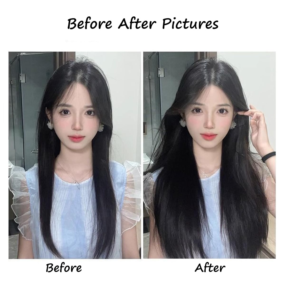S.A.V.I Natural Black Clip-In Hair Extension 60 cm Straight Long Hair Patch for Women | One Piece 4 Clip Volumizer | Soft Synthetic Fiber | Seamless Thick Natural Look | 27 cm Wide