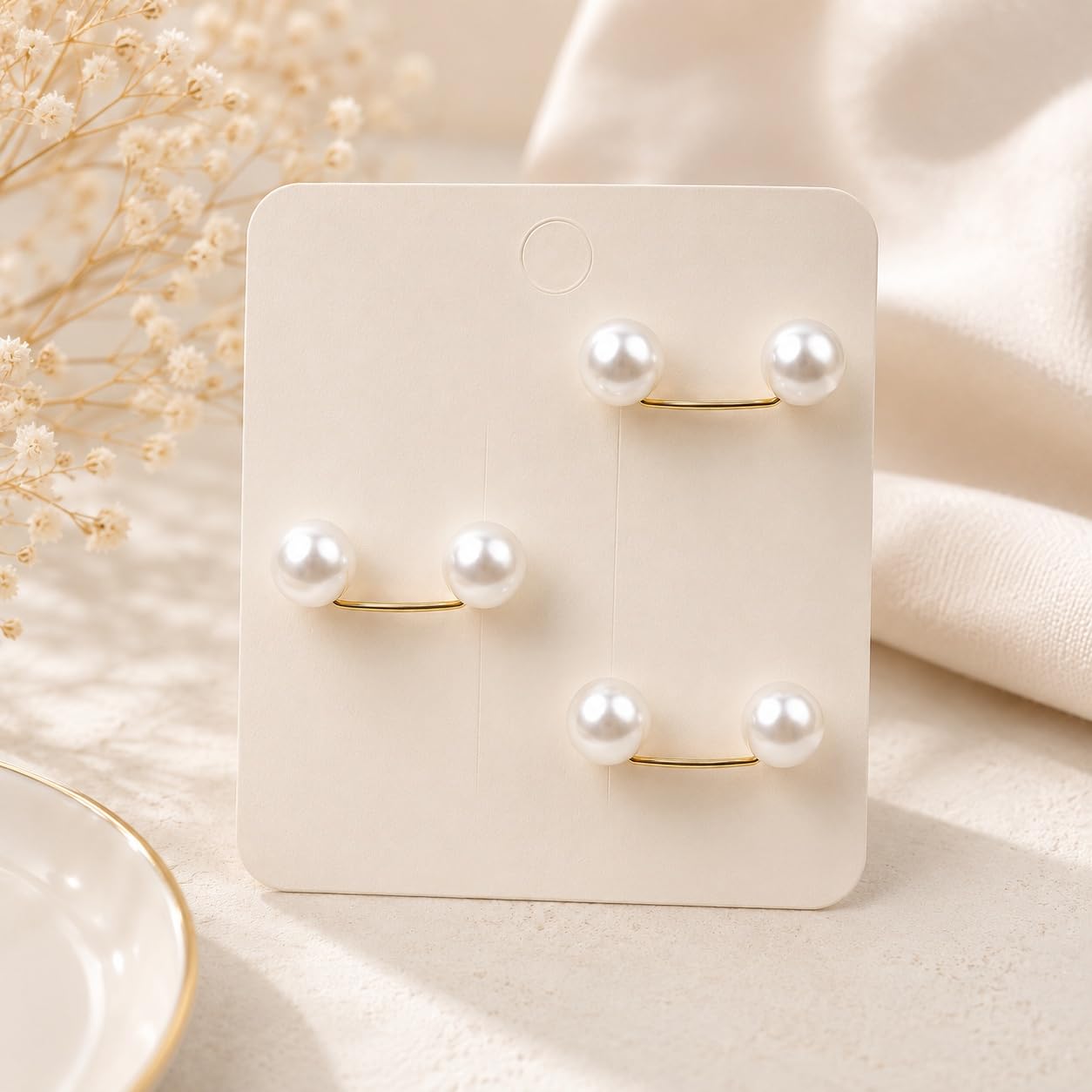 S.A.V.I Pearl Waist Tightener Pins for Jeans, Skirts, Gold Tone, Set of 3 | No-Sew Fit Adjuster, Faux Pearl Clips, for Dresses & Shirts, Women & Girls, Durable Design