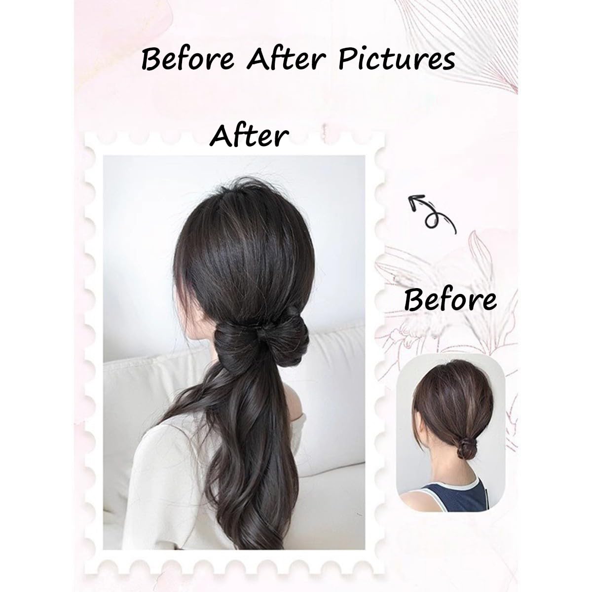 S.A.V.I Clip-On Bow Hair Extension for Women & Girls | Natural Black Long Wavy Synthetic Ponytail with Strong Grip Clip | Korean Style Hair Accessory for Daily, Parties & Fashion Styling