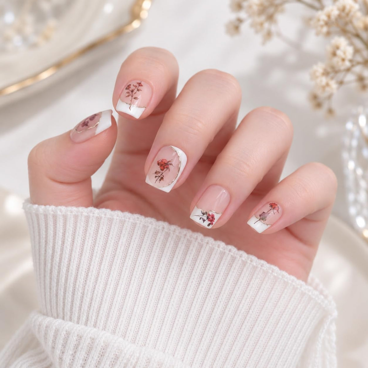 S.A.V.I 3D Floral Nail Art Stickers Self Adhesive Rose Decals | 2 Sheets, 7 x 9 cm, Multicolor Designs, DIY Manicure, Women & Girls