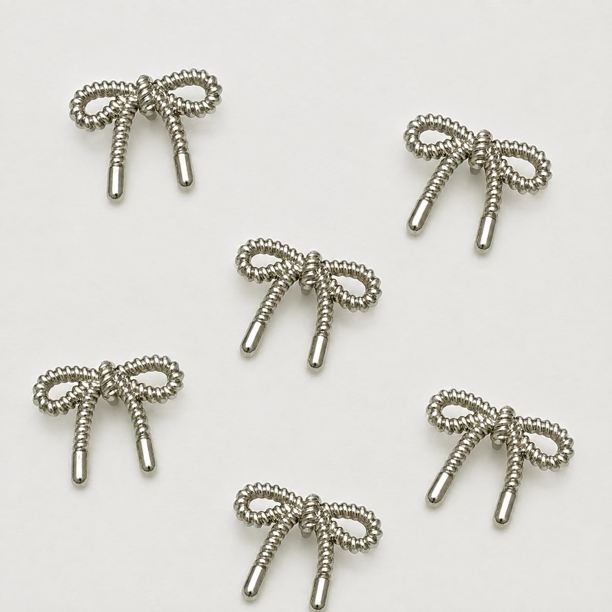 S.A.V.I Bow Buttons for Blouse & Saree, Silver-Tone 20mm Metal Shank | Set of 6, for Choli & Lehenga, Sewing & Tailoring, DIY Crafts, Women's Wear