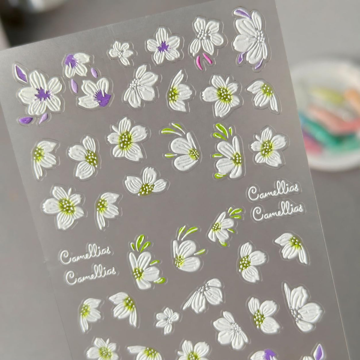 S.A.V.I 5D Floral Nail Art Stickers Self Adhesive 3D Flower Decals | Set of 3 Sheets, Embossed Patterns, Black Accents, 6 x 10 cm, DIY Manicure