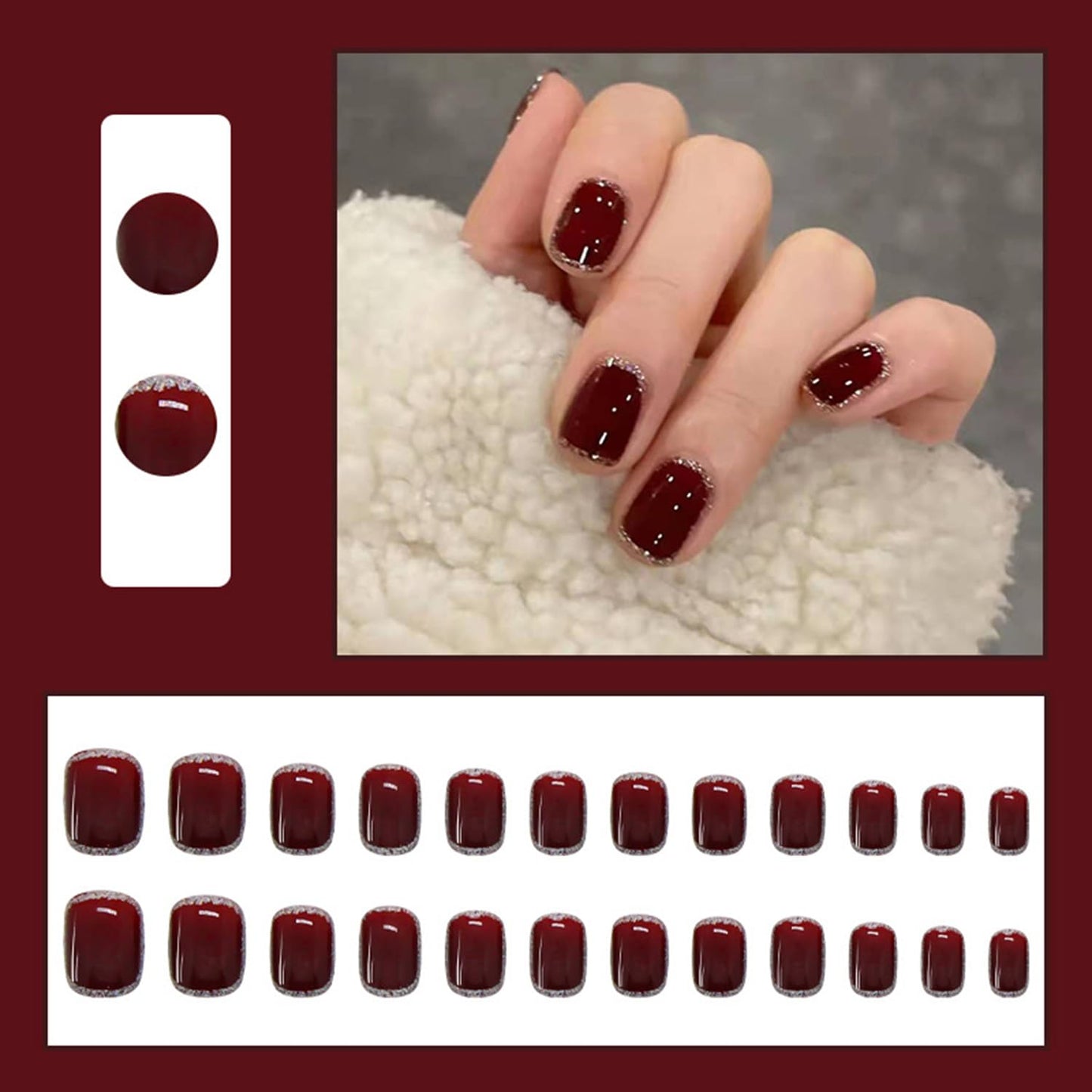 S.A.V.I Short Square Nude Press On Toenails with Gold 3D Chrome Art, Natural Fit Fake Toe Nails, 24 Pcs Reusable Set with Nail Glue & Adhesive Tabs, Salon Finish