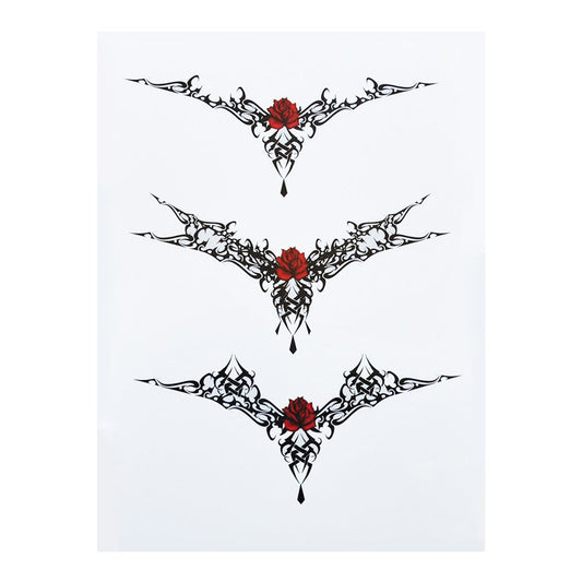 S.A.V.I 3D Temporary Tattoo Waterproof Sticker Beautiful Black Big Rose Tribal Totem Popular New Designs Size - 21x15cm (879)