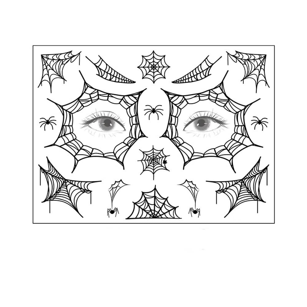 S.A.V.I Spider Webs Face Temporary Tattoo Stickers, Halloween, Spiders Cobweb, Eye Decoration Tattoo Designs For Face Makeup, Men Girls Boys Women Size 12.5x17cm