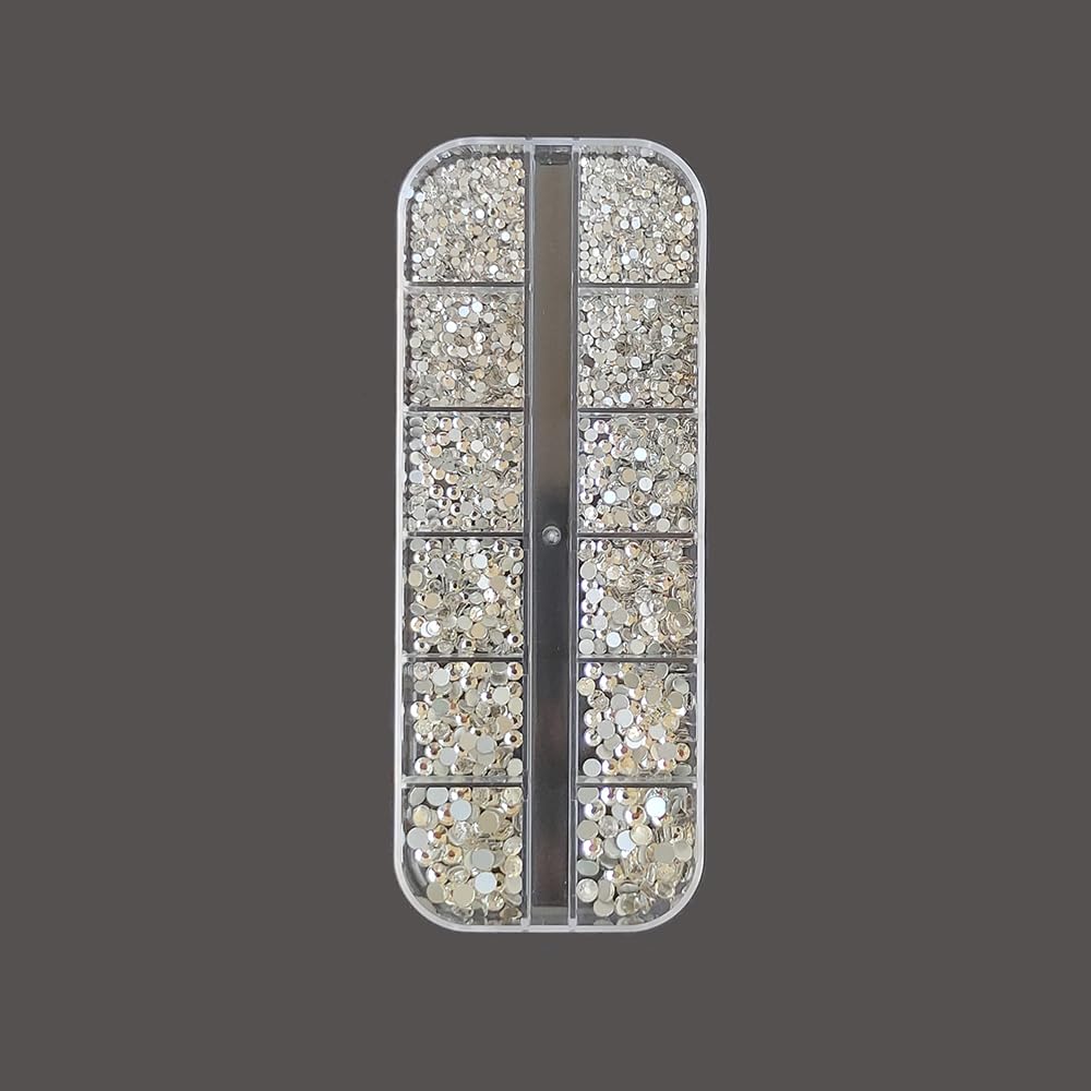 S.A.V.I 3 Box Nail Art Decoration Set | Flatback Pearls, Glass Rhinestones – 6 Sizes, 12 Shapes | White & Crystal Nail Gems for DIY Nail Art, Manicure, Salon & Home Use
