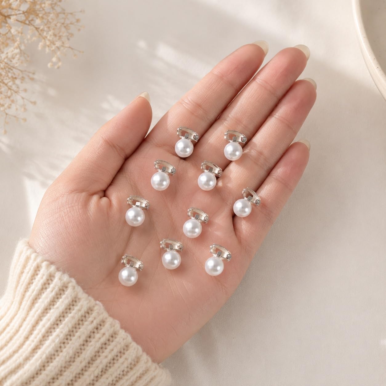 S.A.V.I Pearl Hair Clips Set of 10 for Women & Girls | 5mm Snap Pins, Braids & Updos, Half-Up Styles, Wedding & Party, Everyday Wear