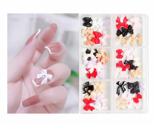 S.A.V.I 3D Bow Nail Art Decorations, 6 Mixed Colors, Nail Accessories, DIY Manicure Nail Jewelry
