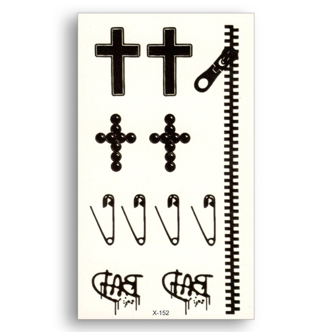 S.A.V.I 3D Temporary Tattoo Cross Zip Design Size 10.5x6CM - 1PC.
