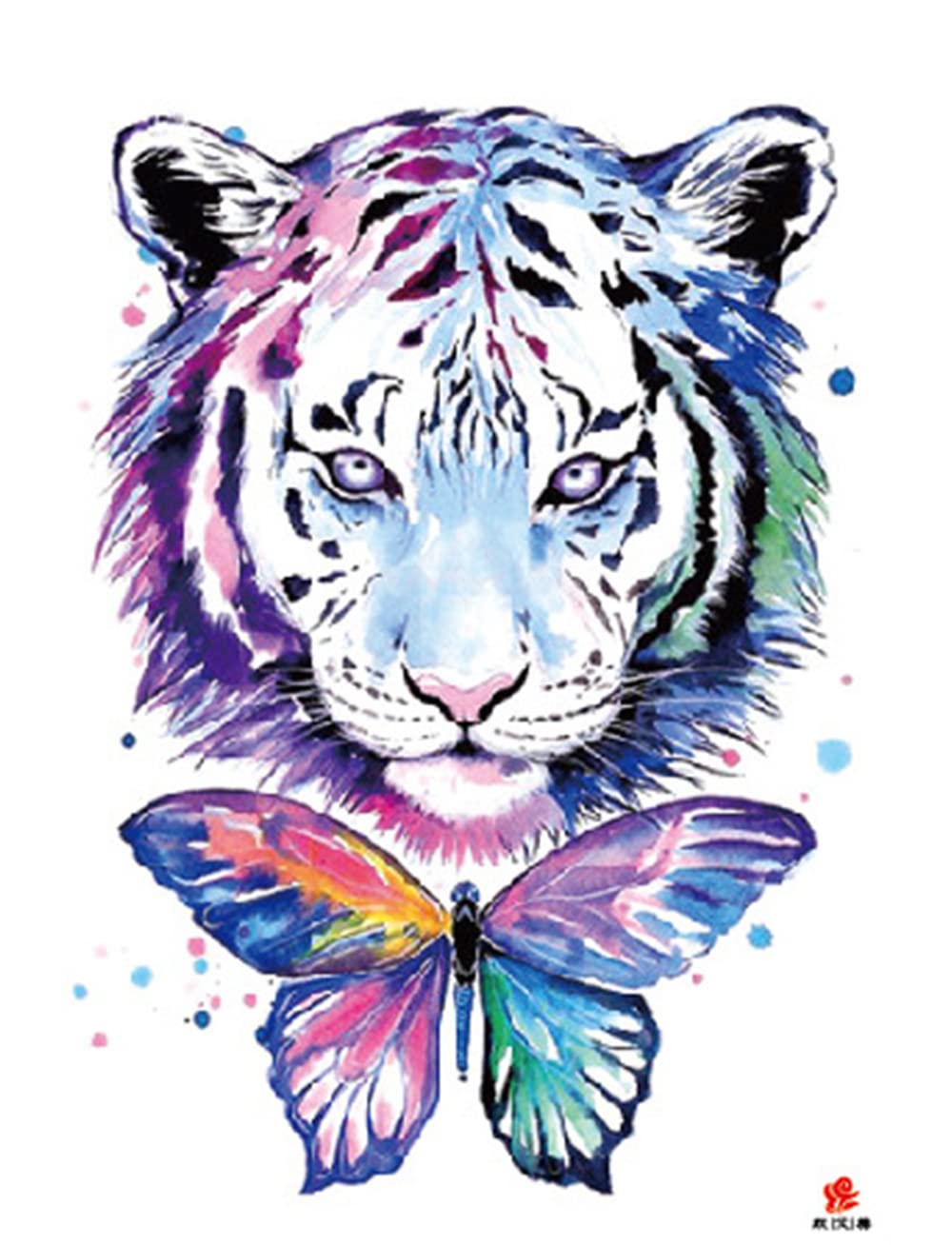 S.A.V.I 3D Temporary Tattoo Waterproof Sticker Beautiful Colorful Big Tiger Leopard Face Popular New Designs Size - 21x15cm (193)