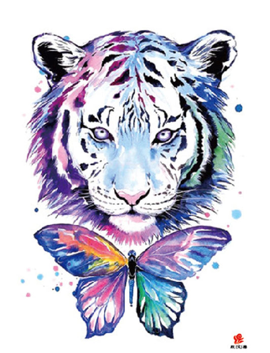 S.A.V.I 3D Temporary Tattoo Waterproof Sticker Beautiful Colorful Big Tiger Leopard Face Popular New Designs Size - 21x15cm (193)