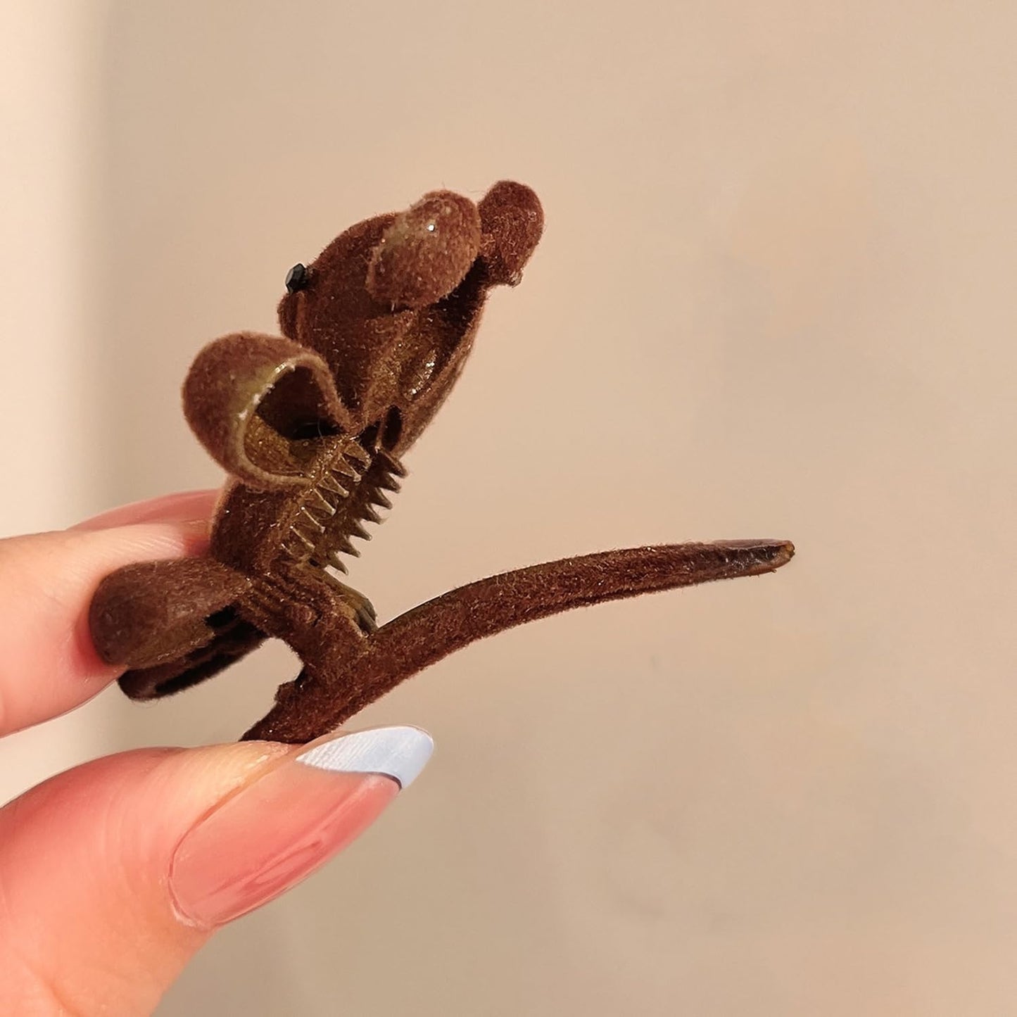S.A.V.I Cute Brown Teddy Bear Hair Clip for Girls & Women | Mini Plush Furry Hair Claw Clip 4 cm | Soft Velvet Cartoon Bear Korean Style Hair Accessory for Kids