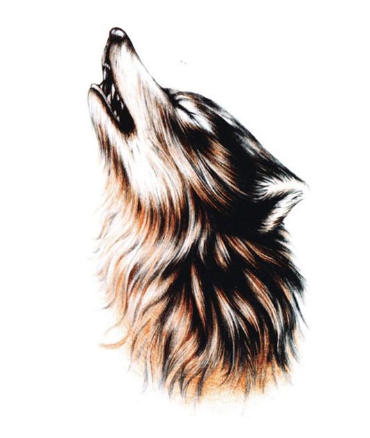 S.A.V.I Temporary Tattoo For Girls Men Women 3D Big Wolf Face Sticker Size 21x15CM