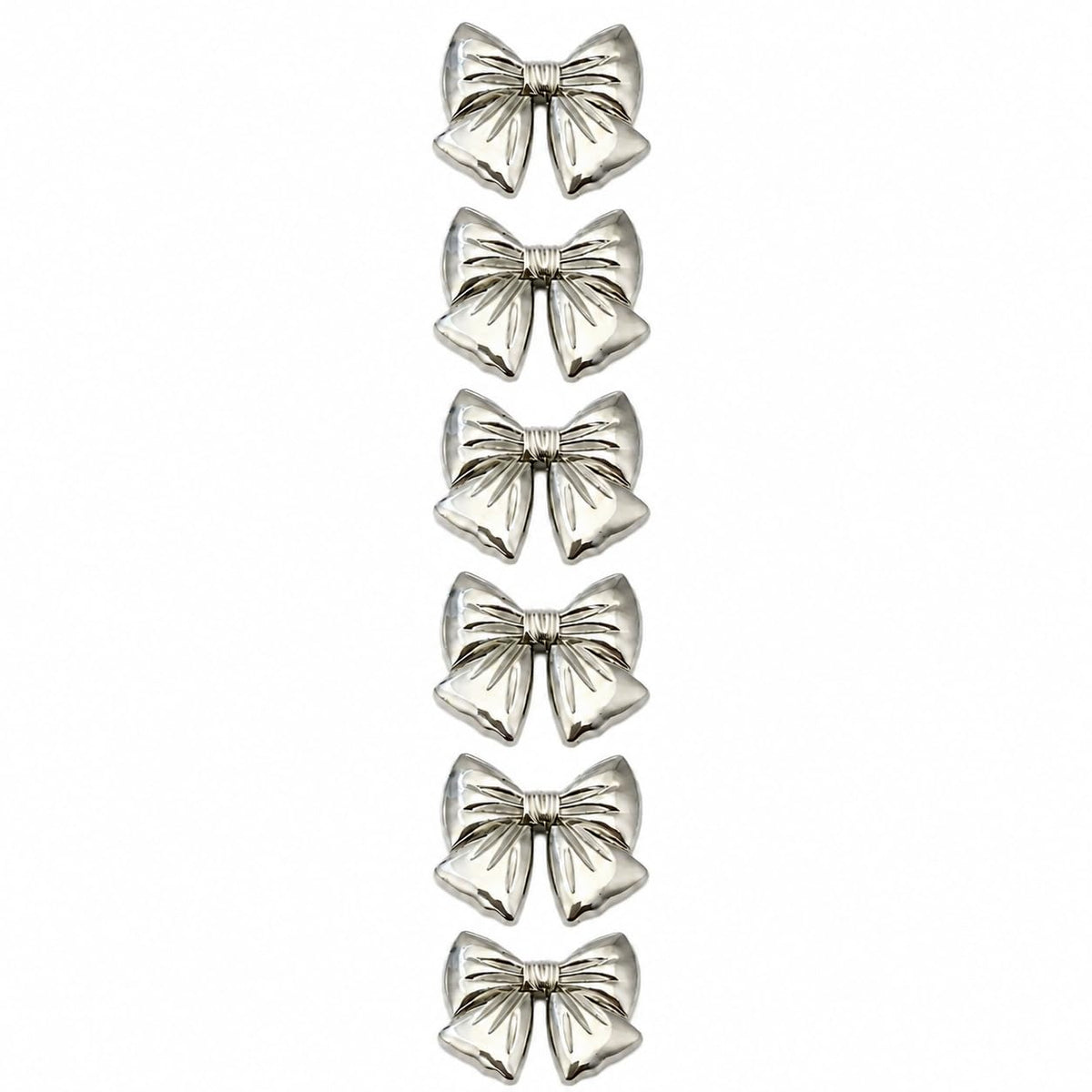 S.A.V.I Silver Bow Shank Buttons for Sewing & Crafts 17.5MM | Set of 6, Metallic Fasteners, For Blouses & Dresses, DIY Embellishment, Garment Decoration