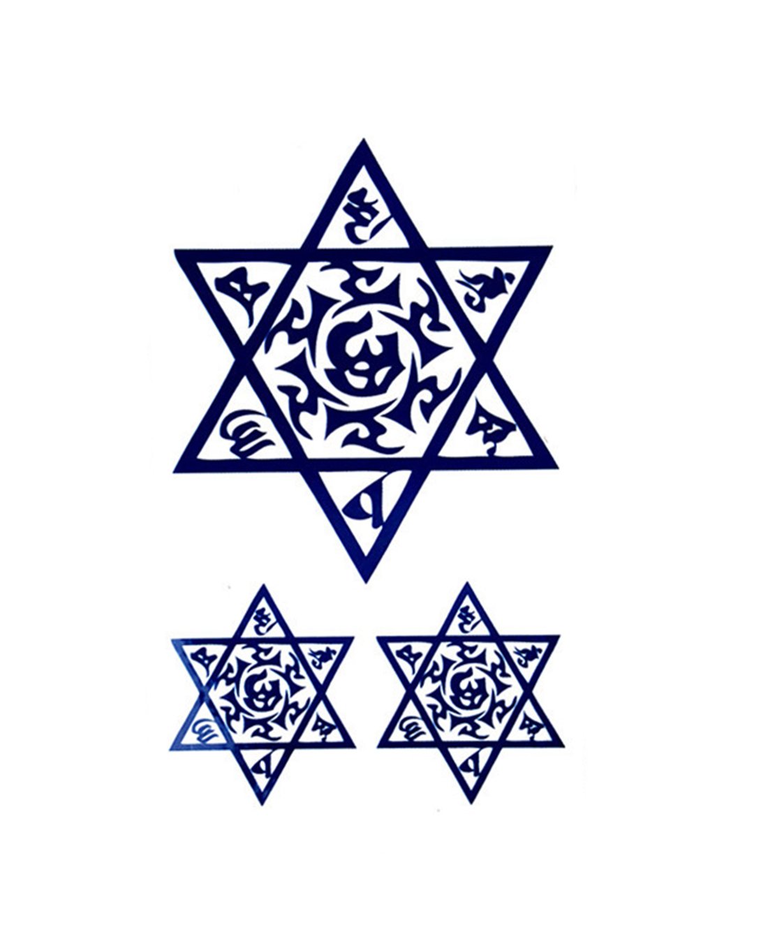 S.A.V.I 3D Temporary Tattoo Blue Star Om Design Size 10.5x6cm - 1pc
