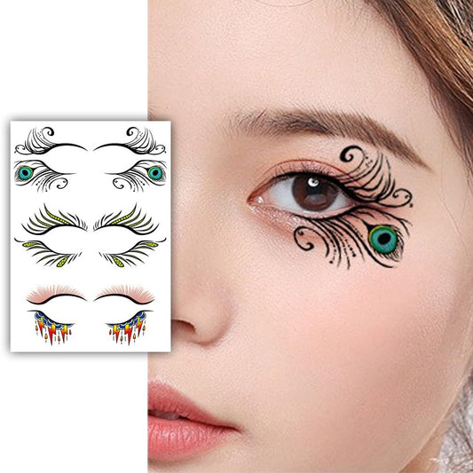 S.A.V.I 3 Pairs Peacock Feather Design Temporary Tattoo Stickers – Waterproof  Vibrant Eye Makeup Art, Elegant Swirl Patterns, Festivals  Fashion, Easy Apply  Remove