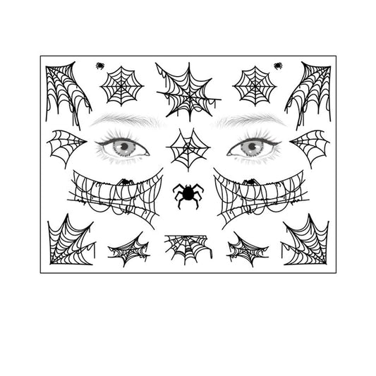 S.A.V.I Spider Web Face Tattoo Body Temporary Tattoo Stickers, Eye Decoration, Halloween, Spiders Cobweb Tattoo Designs For Face Makeup, Men Girls Boys Women Size 12.5x17cm