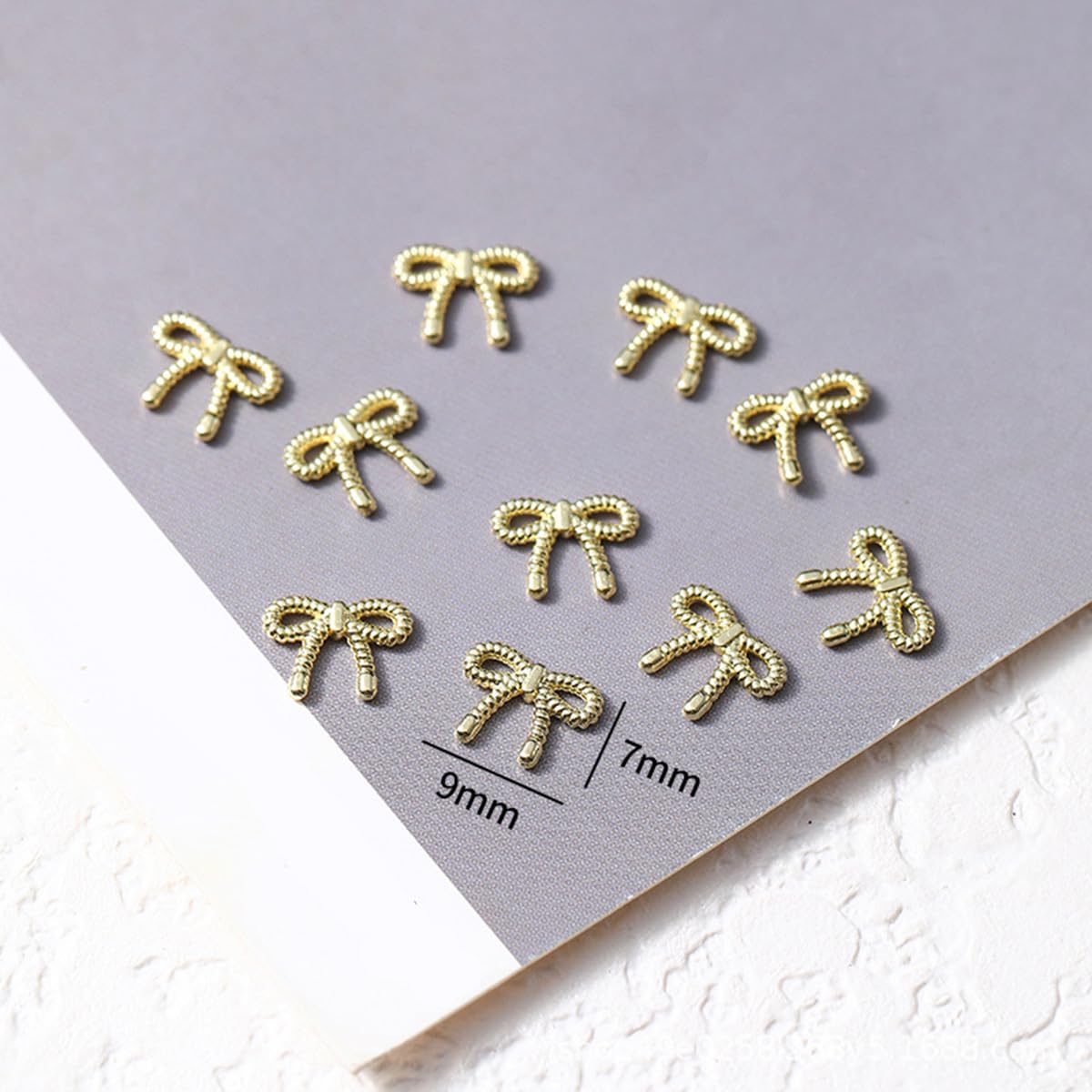 S.A.V.I 3D Bow Knot Nail Charms (80 Pcs) | Gold & Silver Mini Metal Studs 9×7 mm | Alloy Bow Design DIY Nail Jewellery for Gel, Acrylic & Press-On Nails