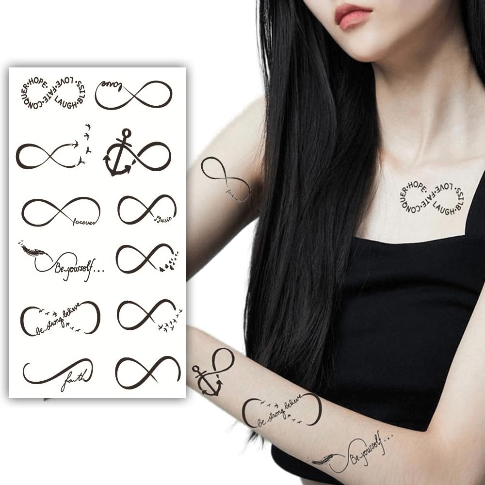S.A.V.I Infinite Sign 'Be Yourself' Waterproof Temporary Tattoo - 21x10cm for Men  Women