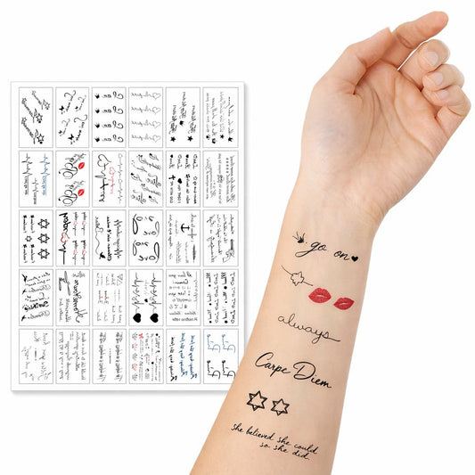S.A.V.I 30 Sheets Black Inspirational Quote Temporary Tattoos for Women & Girls, Waterproof Non-Toxic Long Lasting Script Word Body Art Stickers 5.7x9.7 cm for Arm, Wrist, Shoulder (#334)