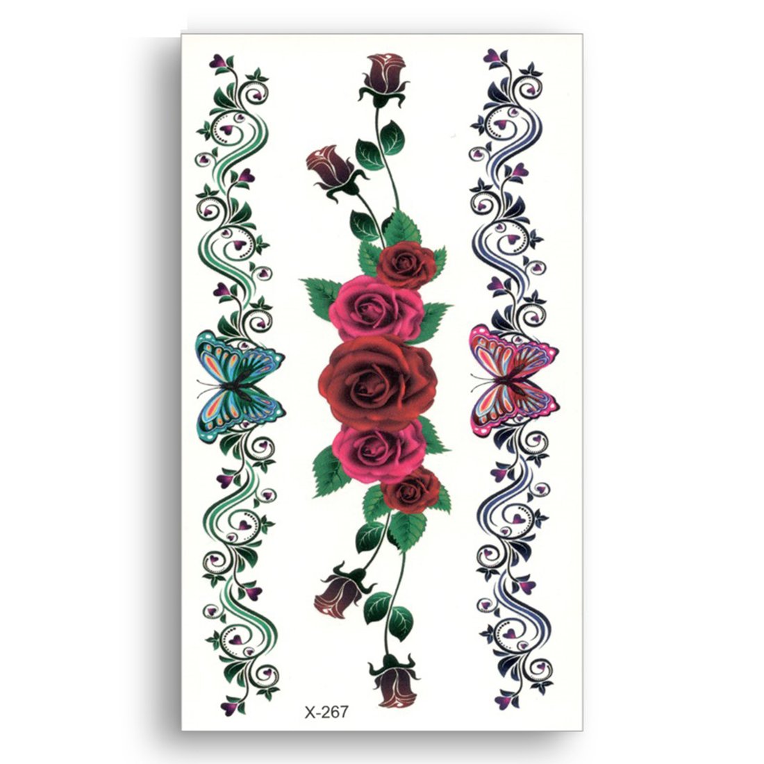 S.A.V.I Temporary Tattoo 3D Rose Hand Butterfly Design Size 10.5x6cm - 1pc.