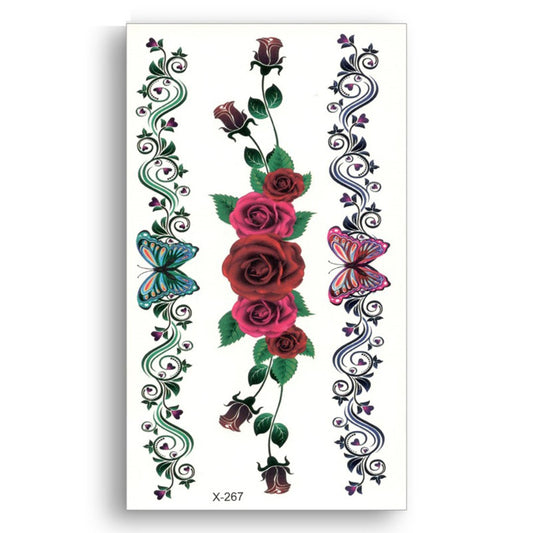 S.A.V.I Temporary Tattoo 3D Rose Hand Butterfly Design Size 10.5x6cm - 1pc.