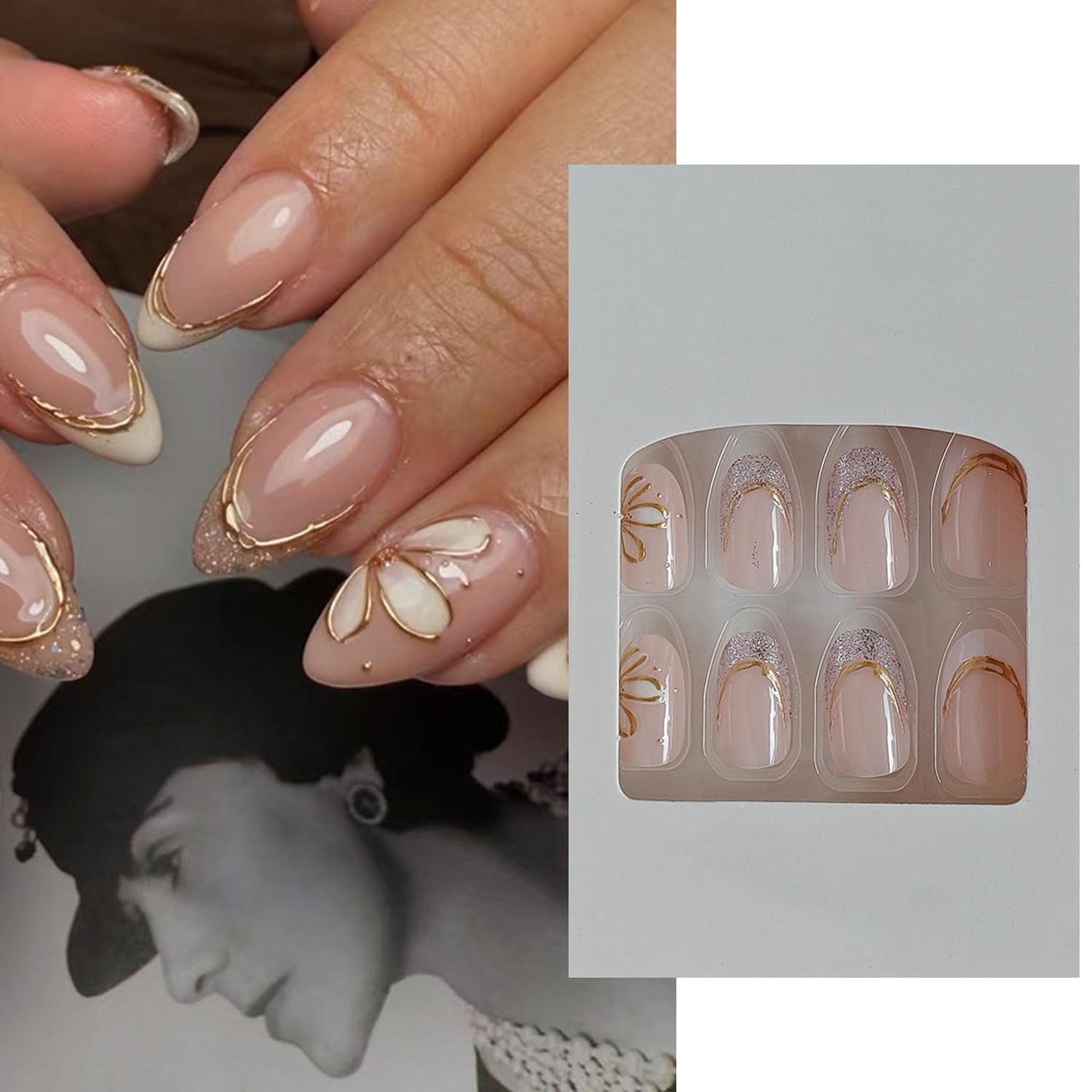 S.A.V.I Mirror Chrome Gold Press-On Toenails for Women | Short Natural Square Shape | Glossy Metallic Finish | Reusable ABS Toe Nails | 24 Pc Kit with Glue & Adhesive Tabs