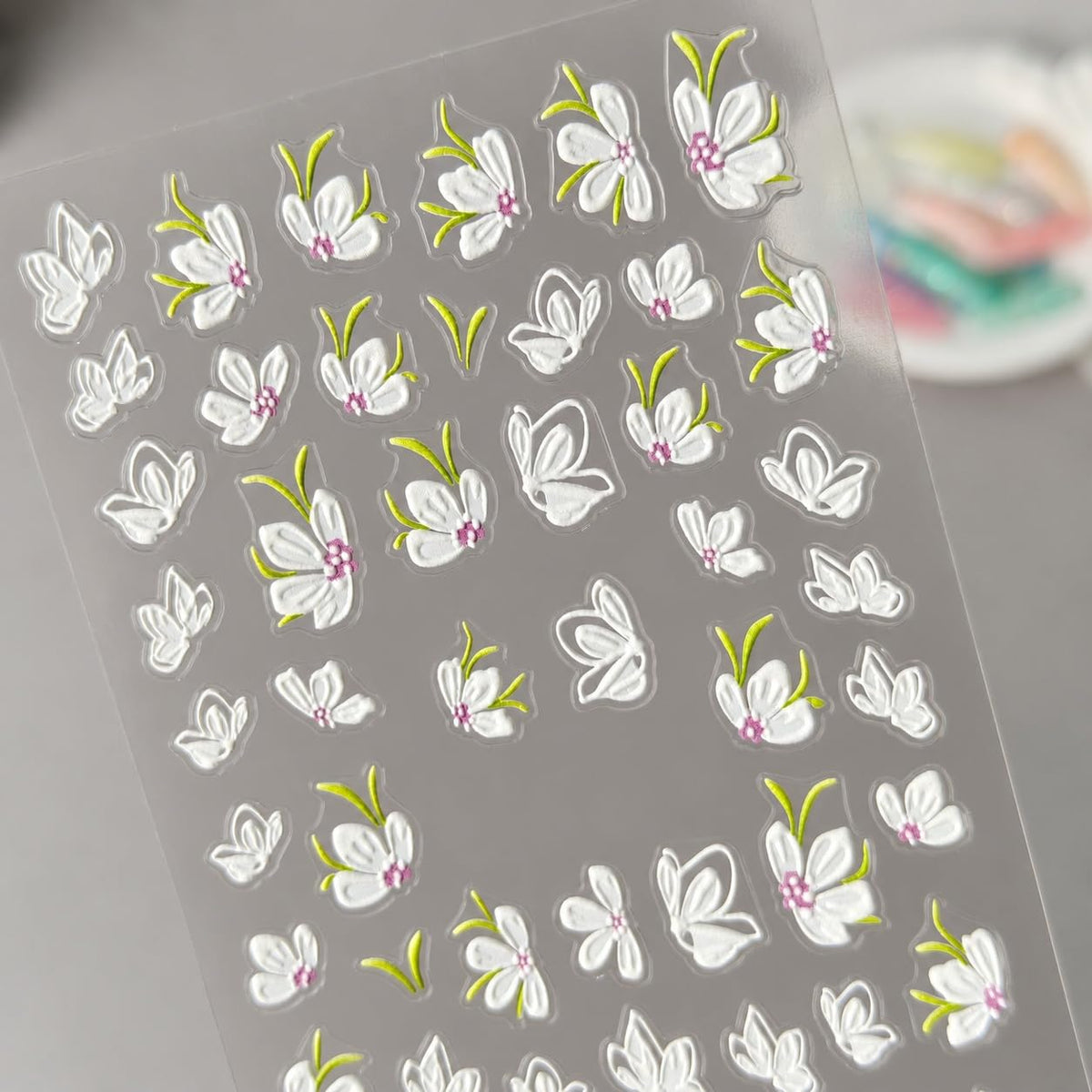S.A.V.I 5D Floral Nail Art Stickers Self Adhesive 3D Flower Decals | Set of 3 Sheets, Embossed Patterns, Black Accents, 6 x 10 cm, DIY Manicure