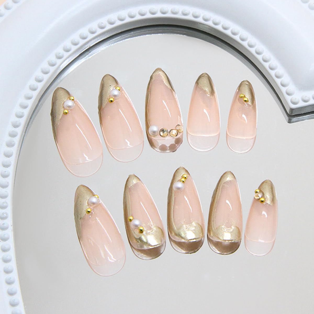 S.A.V.I Mirror Chrome Pink Press-On Toe Nails, Short Natural Square Shape, Glossy Metallic Finish, ABS Material, 24 Pcs Reusable Fake Toenails with Glue & Adhesive Tabs
