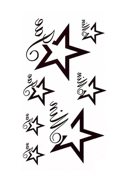 S.A.V.I 3D Temporary Tattoo Big Stars Design Size 10.5x6CM - 1PC.