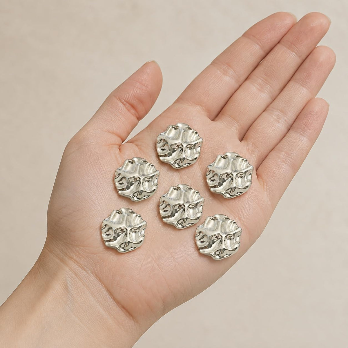S.A.V.I Ripple Design Shank Buttons for Sewing 17.5mm Silver Tone | Set of 6, For Cardigans & Jackets, Sculpted Fasteners, DIY Crafts & Knitting, Blazers & Sweaters