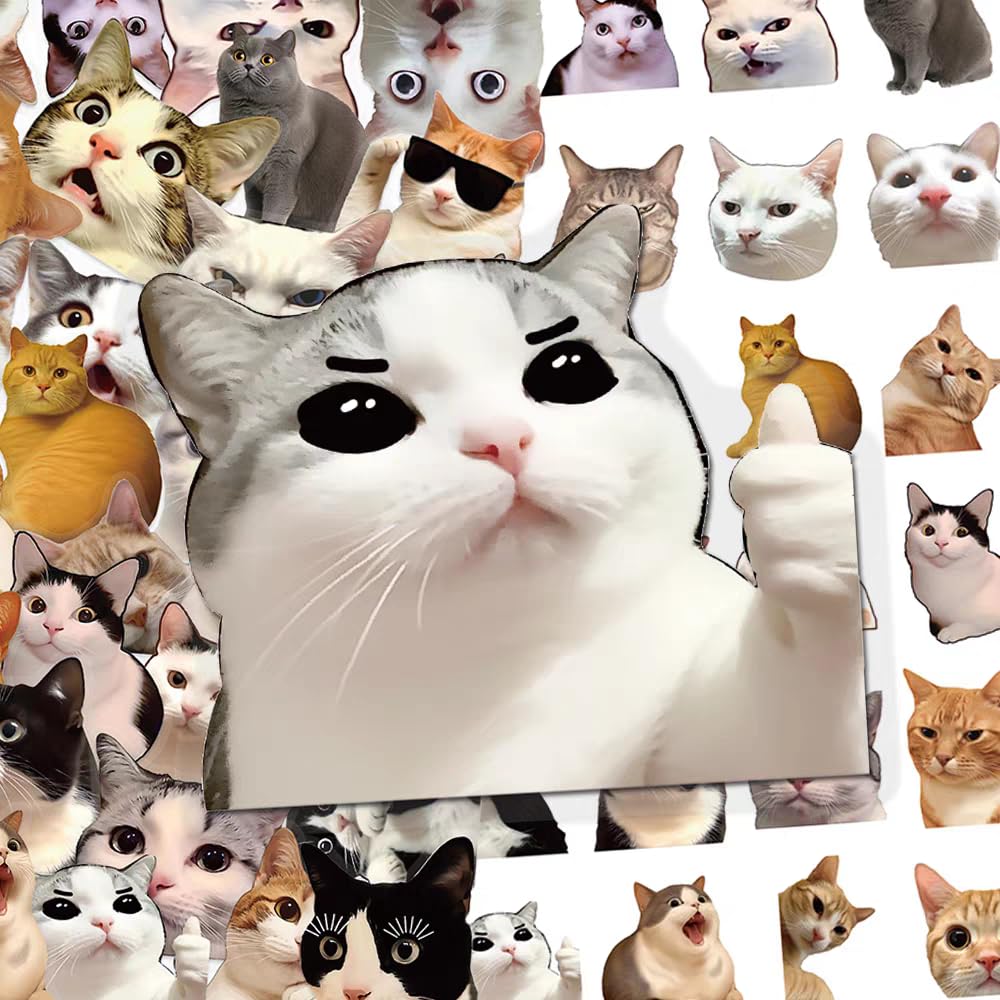 S.A.V.I 50 Pcs Cute Cat Stickers for Water Bottles, Laptops & Phones