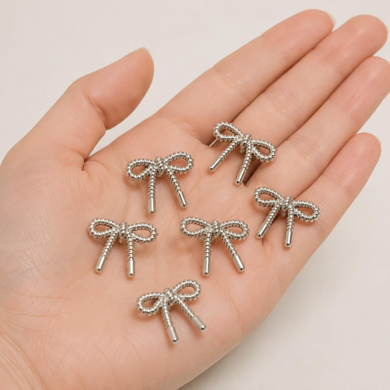 S.A.V.I Bow Buttons for Blouse & Saree, Silver-Tone 20mm Metal Shank | Set of 6, for Choli & Lehenga, Sewing & Tailoring, DIY Crafts, Women's Wear