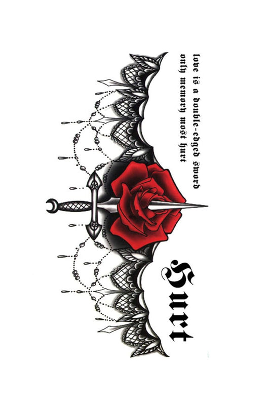 S.A.V.I 3D Temporary Tattoo Waterproof Sticker For Lower Back And Breast Colorful Lace Red Rose Popular Sexy Designs Size - 24x14cm