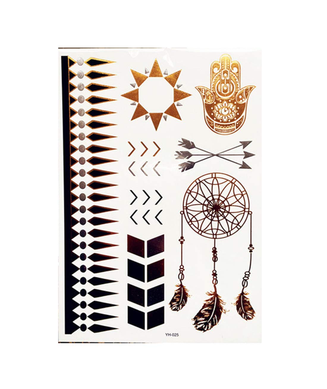 S.A.V.I 3D Temporary Tattoo Golden and Silver Metallic Sticker With God Om Letter Tree Design Size 21x15cm - 1pc. (25), Gold, 2 g